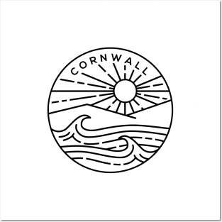 Cornwall Beach, South England Emblem - White Posters and Art